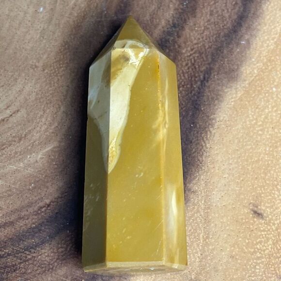 Mookaite jasper tower 6-sided yellow white druzy, anxiety helper - Picture 5 of 11